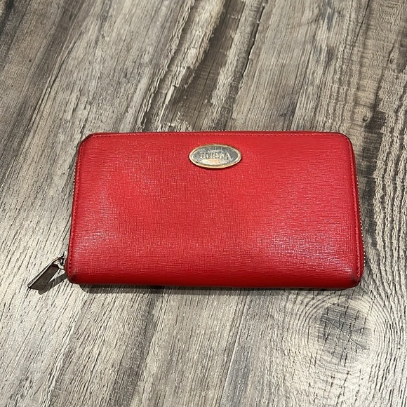 Furla Red Saffiano Leather Zip Around Wallet - Picture 2 of 16